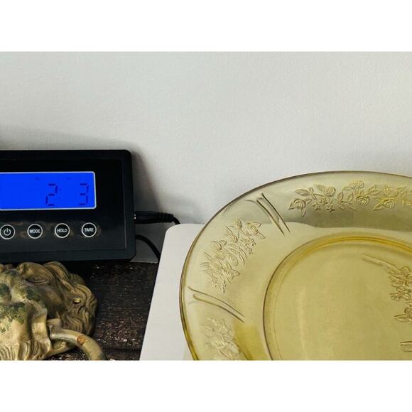 Federal Depression Glass Amber Sharon Cabbage Rose Serving Yellow Platter Plate - Picture 9 of 14